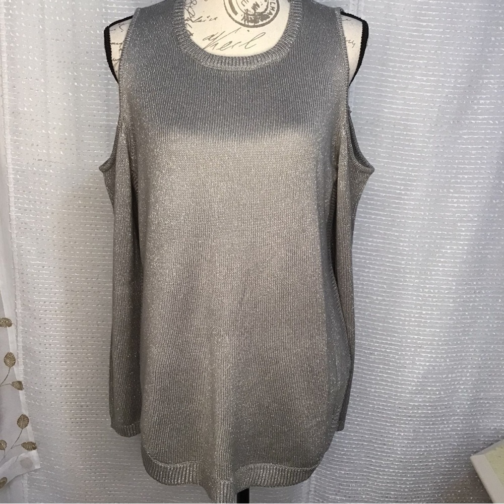NY & Company Sparkly Sweater Cold Shoulder New!